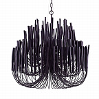 Люстра черная с несколькими ярусами деревянных палочек Bright Wooden Chandelier