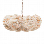 Круглая люстра волнистой формы с декором из круглых деревянных бусин Brown Wooden Beads Chandelier L